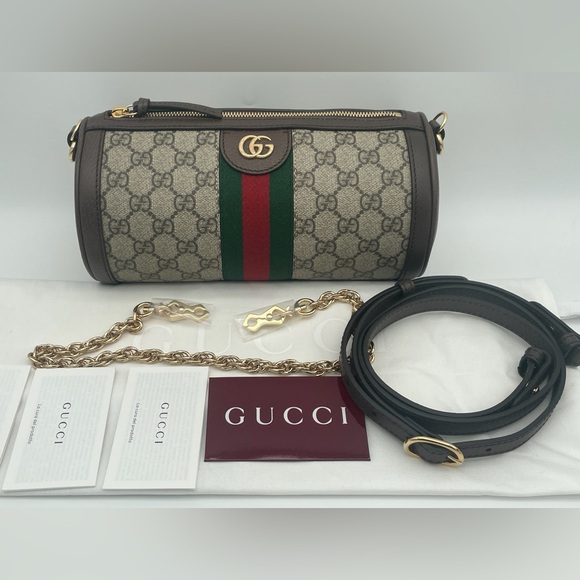 NEW!  GUCCI BARREL GG SUPREME OPHIDIA ZIP CROSSBODY SHOULDER BAG AUTHENTIC - Picture 6 of 14